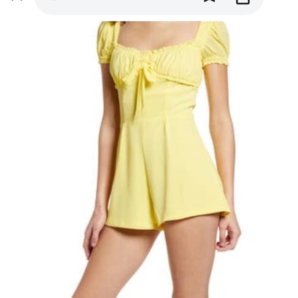 Tiger Mist Yellow Puff Sleeve Romper